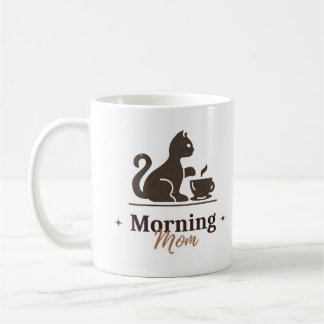 Caneca De Café Morning Mom – Cute Cat Coffee Mug for Cat Lovers