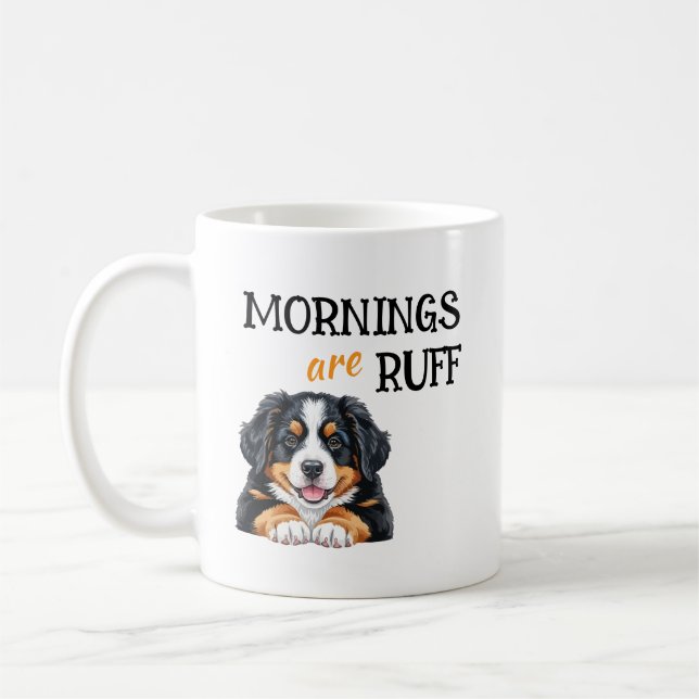 Caneca De Café Mornings Are Ruff – Funny Dog Lover Coffee Quote (Esquerda)