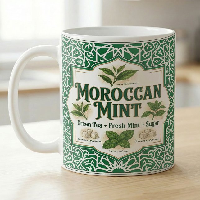 Caneca De Café Moroccan Mint Tea Botanical Recipe (Criador carregado)