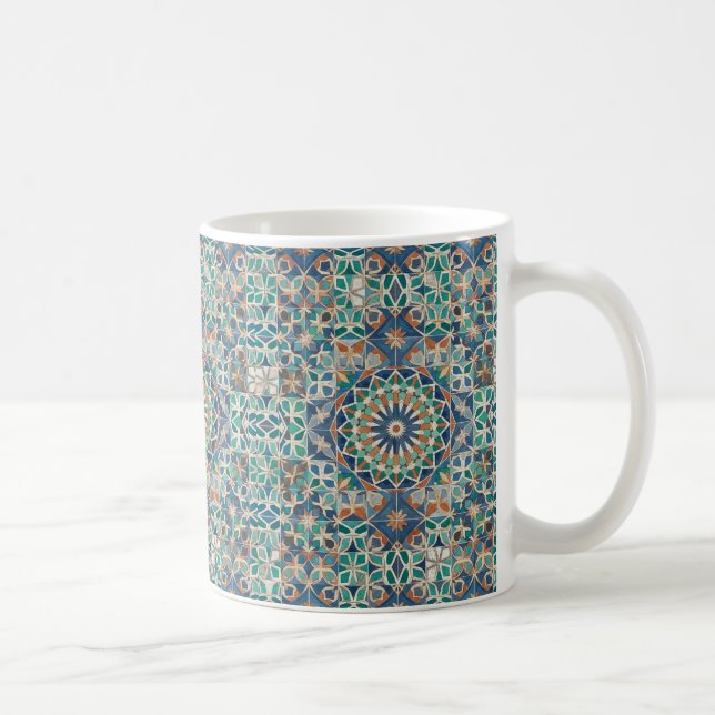 Caneca De Café  Moroccan Zellige Tile Pattern (Direita)