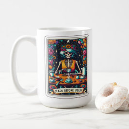 Caneca De Café Morte Antes Da Recolha Do Cartão Tarot Decaf