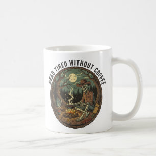 Caneca De Café Morto Cansado Sem Esqueleto De Café Arranjando Art