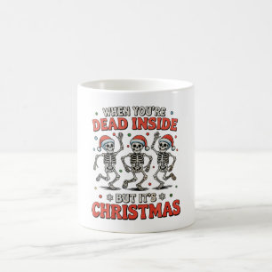 Caneca De Café Morto por Dentro Mas É Natal Esqueleto Dançando