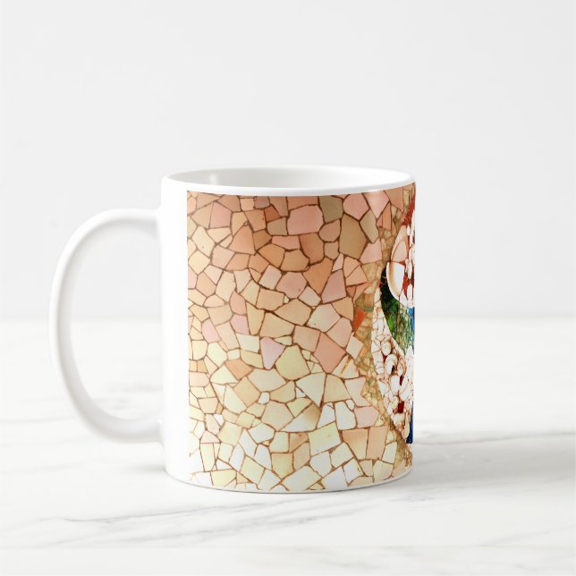 Caneca De Café Mosaico abstracto piedras azulejo Gaudí Taza (Esquerda)