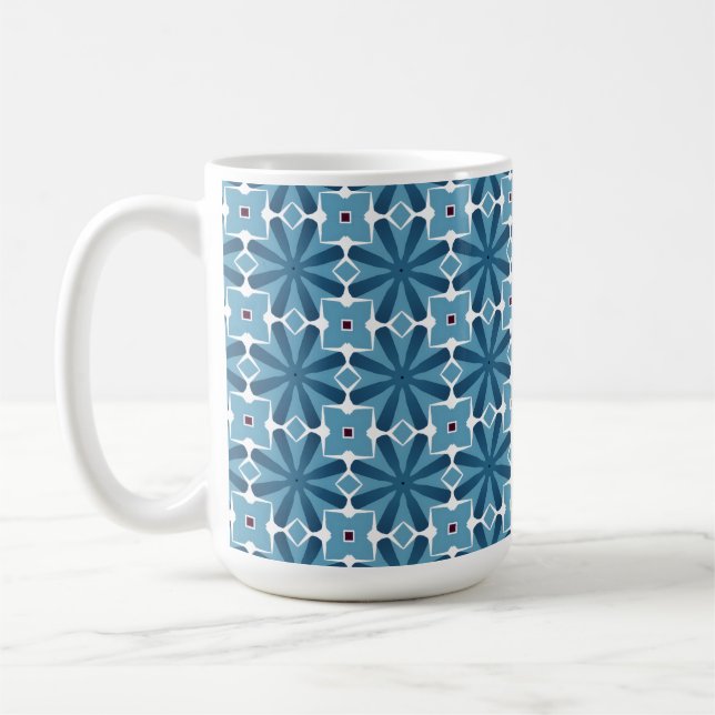Caneca De Café Mosaico Branco e Azul (Esquerda)