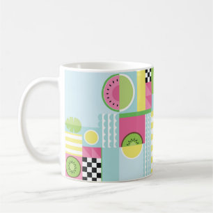 Caneca De Café Mosaico colorido de verão, fruta de kiwi de melanc
