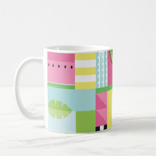 Caneca De Café Mosaico colorido de verão, fruta kiwi melancia
