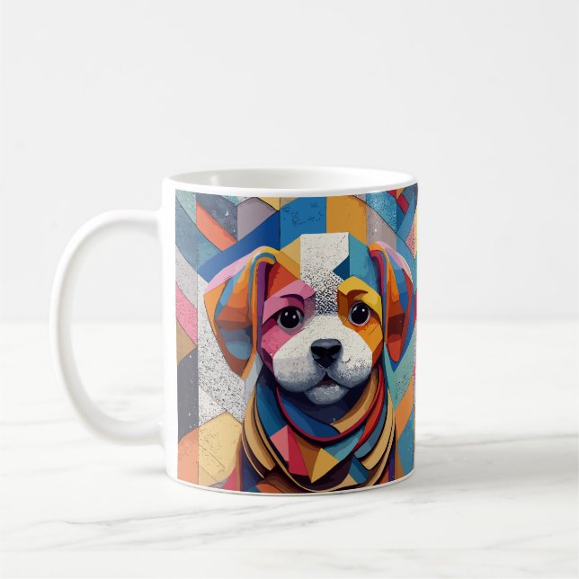 Caneca De Café Mosaico de cachorrinho bonito (Esquerda)