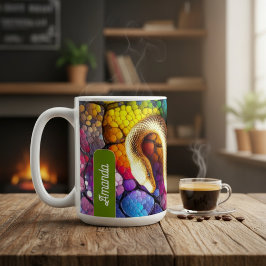 Caneca De Café Mosaico de Serpente Dourada