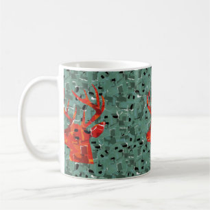 Caneca De Café Mosaico de silhueta de cabeça de veado