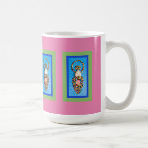Caneca De Café Mosaico Deusa em Verde e Azul a Rosa
