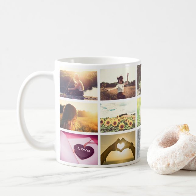 Caneca De Café Mosaico fotográfico de tendências (Com Donut)
