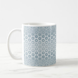 Caneca De Café Mosaico Geométrico Branco e Cinza