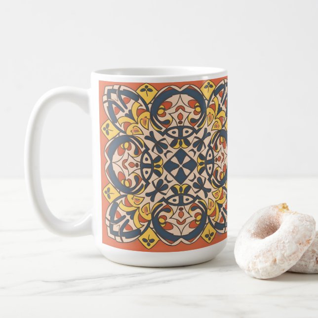 Caneca De Café Mosaico marroquino, mandala (Com Donut)