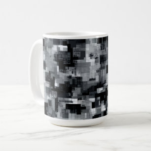 Caneca De Café Mosaico Matriz Monocromática