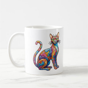 Caneca De Café Mosaico Multicolor, engraçado Cat 756