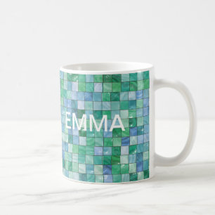 Caneca De Café Mosaico Pastel brilhante do azulejo do bloco de