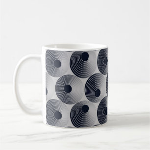 Caneca De Café Mosaico preto-prata: textura concêntrica dos anéis