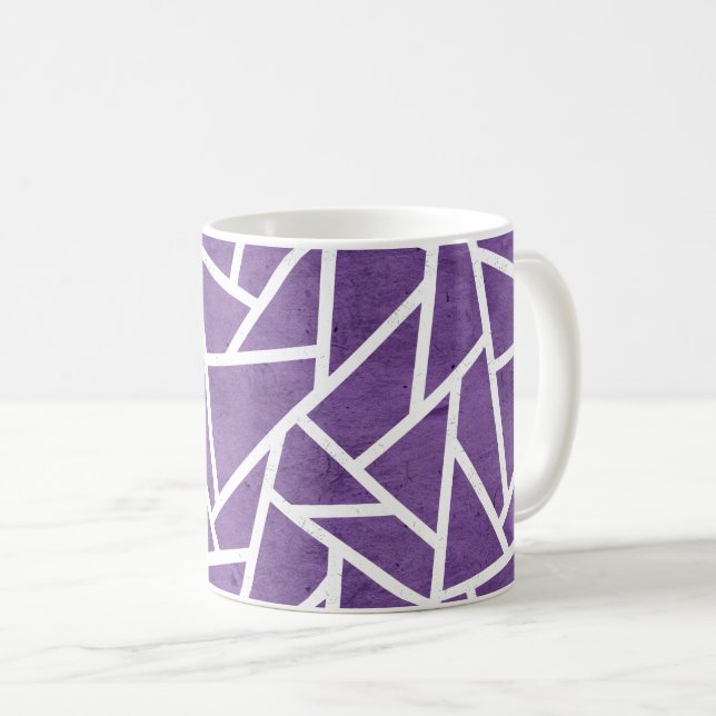 Caneca De Café Mosaico roxo e branco (Frente Esquerda)