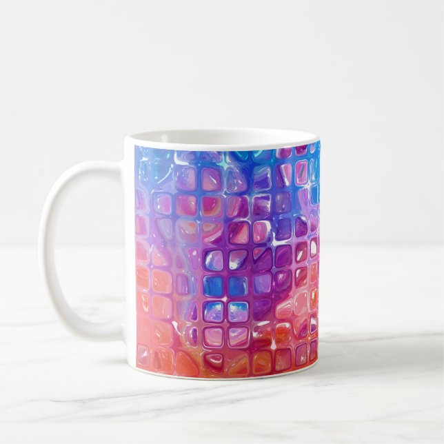 Caneca De Café Mosaico Vibrante: fundo Abstrato multicolorido (Esquerda)