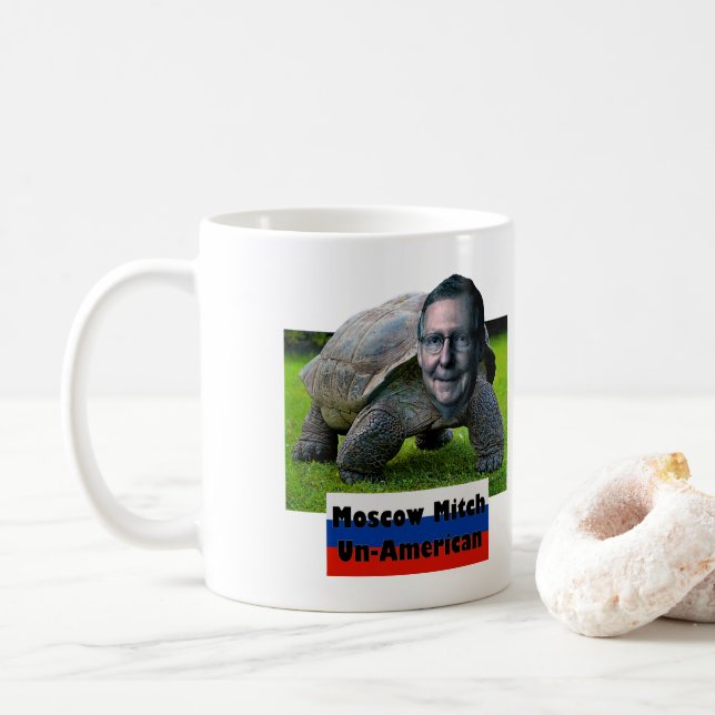 Caneca De Café Moscou Mitch é Un-Americano, Tartaruga, Bandeira,  (Com Donut)