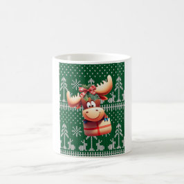 Caneca De Café Mose de desenho animado em padrão verde