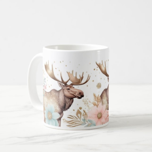 Caneca De Café Mose Majestosa com Acentos Florais (Frente Esquerda)
