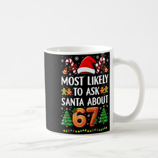 Caneca De Café Most Likely To Ask Santa About 67 Funny Christmas  (Direita)