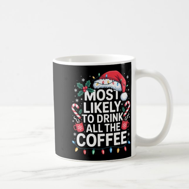Caneca De Café Most Likely To Drink All The Coffee Funny Christma (Direita)