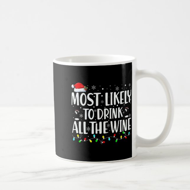 Caneca De Café Most Likely To Drink All The Wine Christmas  (Direita)