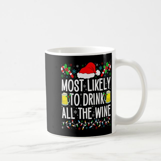 Caneca De Café Most Likely To Drink All The Wine Funny Drinking C (Direita)