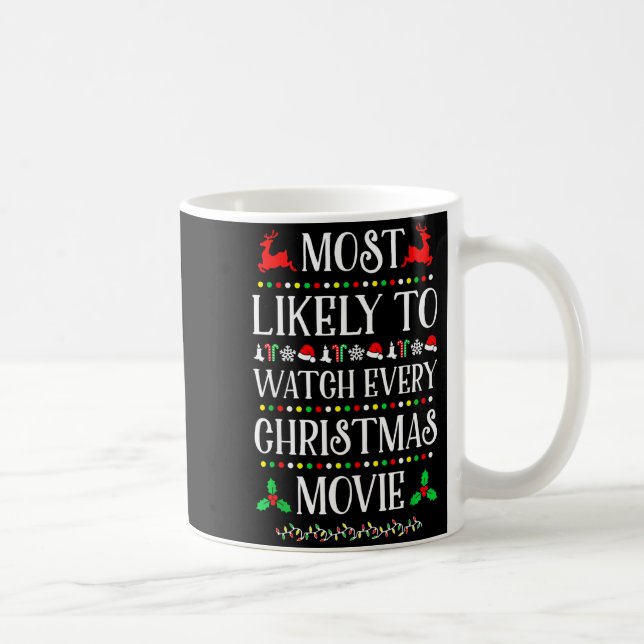 Caneca De Café Most Likely To Watch Every Christmas Movie Christm (Direita)