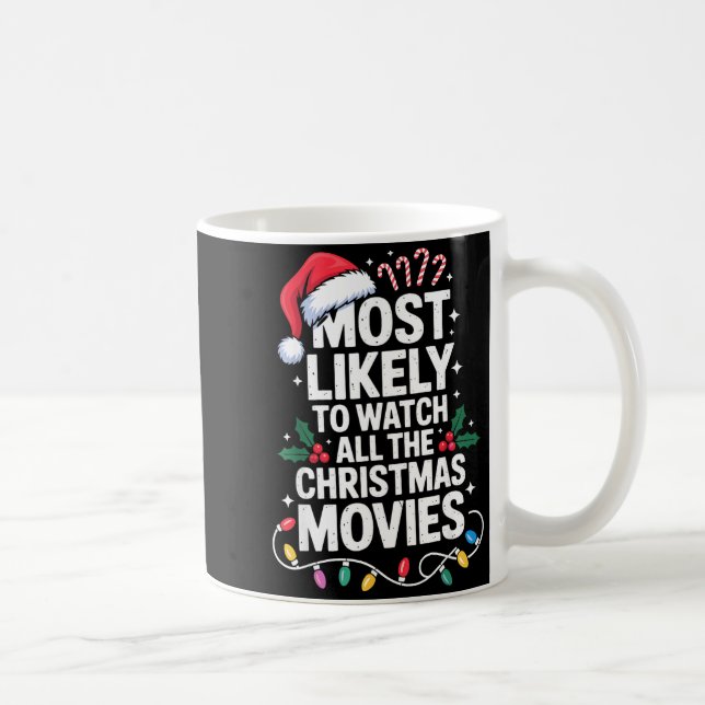 Caneca De Café Most Likely Watch All Christmas Movies Lovers Humo (Direita)