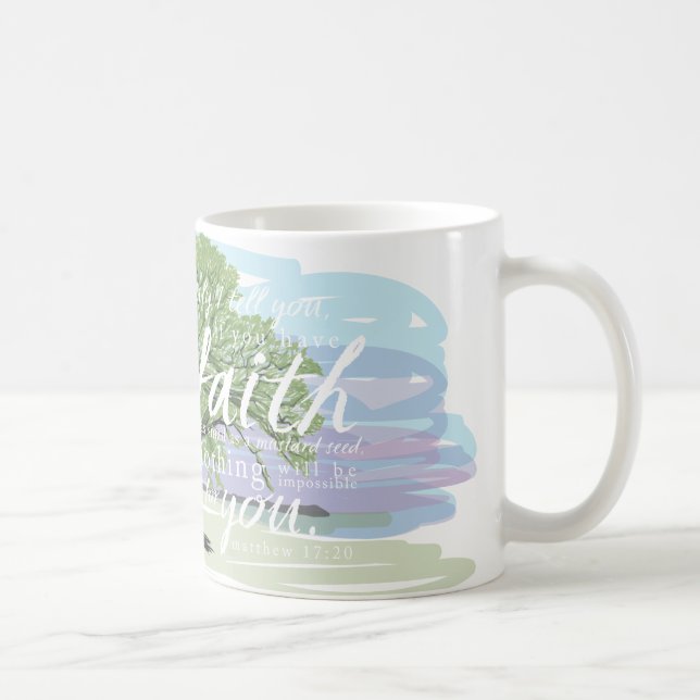 Caneca De Café Mostarda de Semente Faith Mug, Matthew 17:20 (Direita)