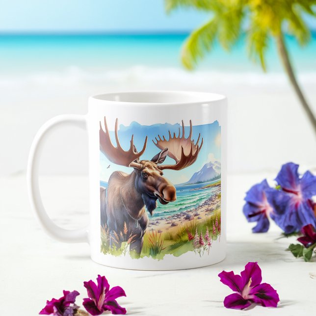 Caneca De Café Mosto de Aquarela de Verão na praia (Criador carregado)