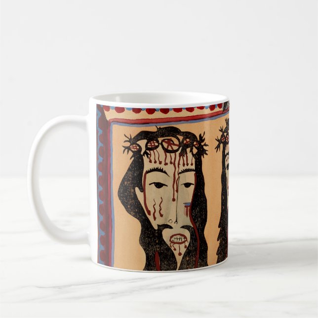 Caneca De Café Mother Mary Jesus Christ Thorn Crown art Painting  (Esquerda)