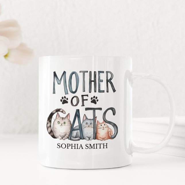 Caneca De Café Mother of Cats, Fun Gift for Cat Lovers (Criador carregado)