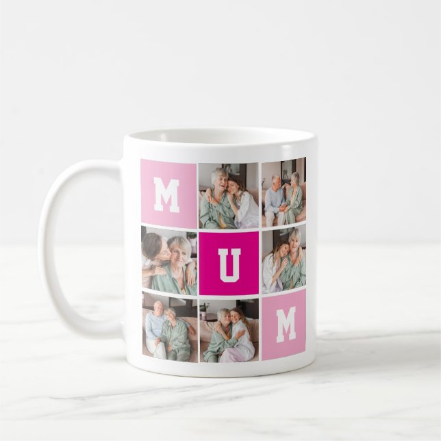 Caneca De Café Mother’s Day Personalized Photo Collage Mug (Esquerda)