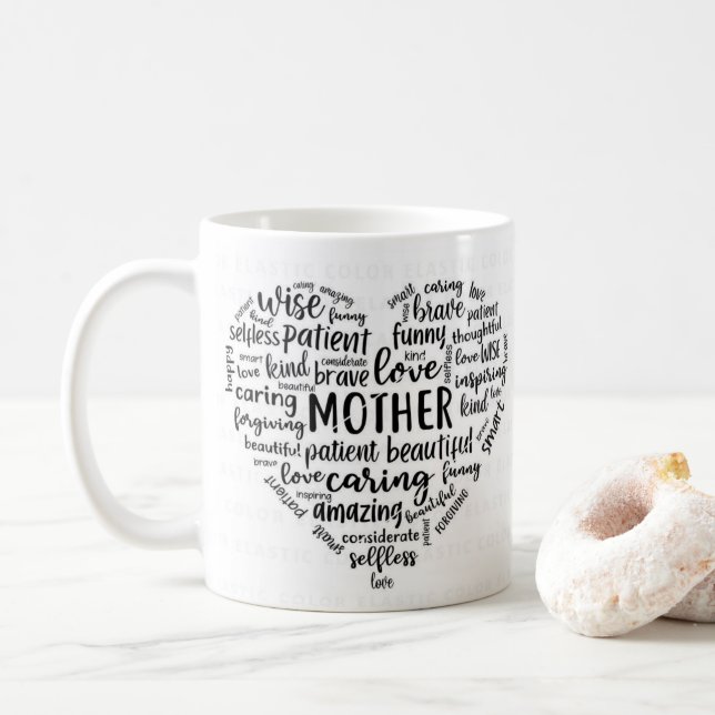 Caneca De Café Mother world cloud coffee mug- Beautiful, caring,  (Com Donut)
