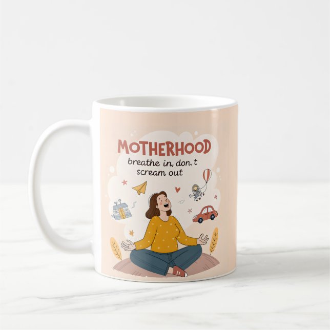 Caneca De Café Motherhood Breathe In Calm Art (Esquerda)