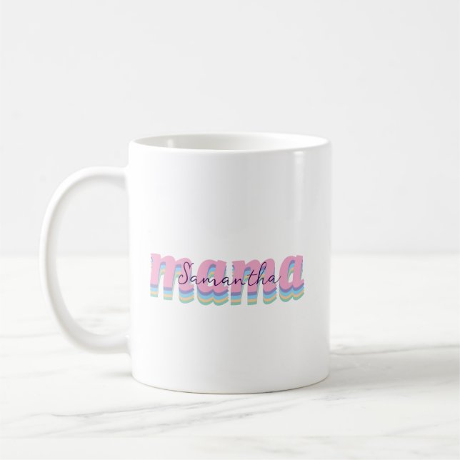 Caneca De Café Mothers day custom kids name MAMA gift (Esquerda)