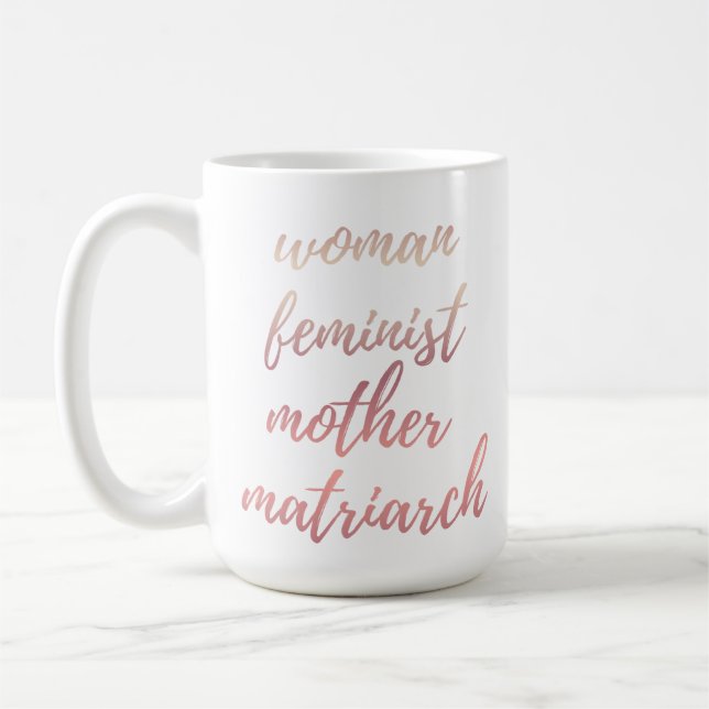 Caneca De Café Mother's Day Feminist Typography Rose Gold  (Esquerda)
