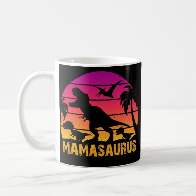 Caneca De Café Mother's Day MAMASAURUS T Rex Dinosaur Family (Esquerda)