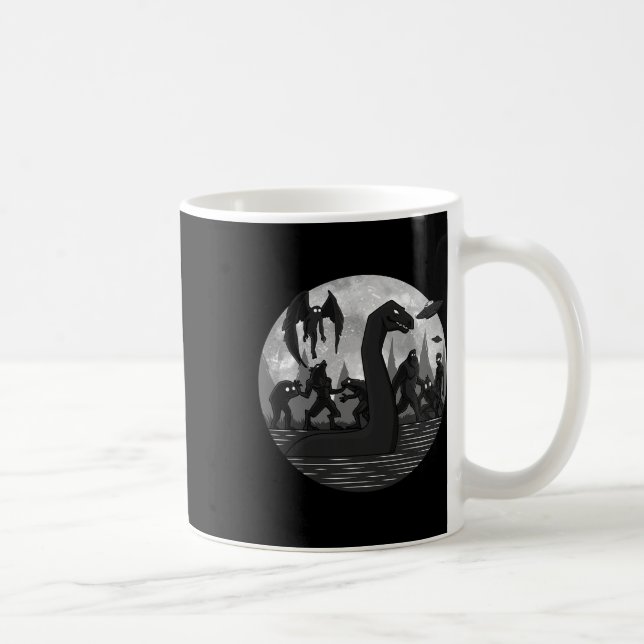 Caneca De Café Mothman Bigfoot Loch Ness Monster Aliens Ufo Diver (Direita)