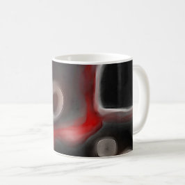 Caneca De Café Motif Arterial: Abstrato preto, branco e vermelho