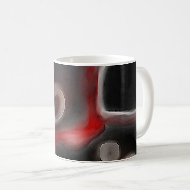 Caneca De Café Motif Arterial: Abstrato preto, branco e vermelho (Frente Esquerda)