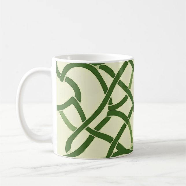 Caneca De Café ☘️ Motif Celtique Vert en Entrelacs 🍀 (Esquerda)