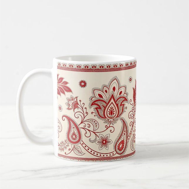 Caneca De Café Motif Clássico do Jardim Paisley - Decorato Vermel (Esquerda)