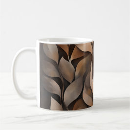Caneca De Café 🍂 Motif de feuilles et de vignes en tons naturels