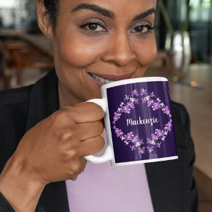 Caneca De Café Motif de Orquídeas Roxas Personalizadas